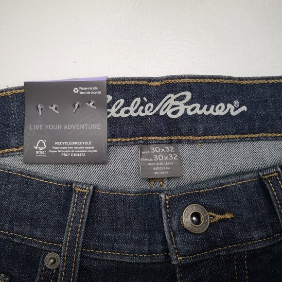NWT Eddie Bauer Men's Size 30/32 Stretch Breathable Dark Wash Blue Jeans - Picture 3 of 14